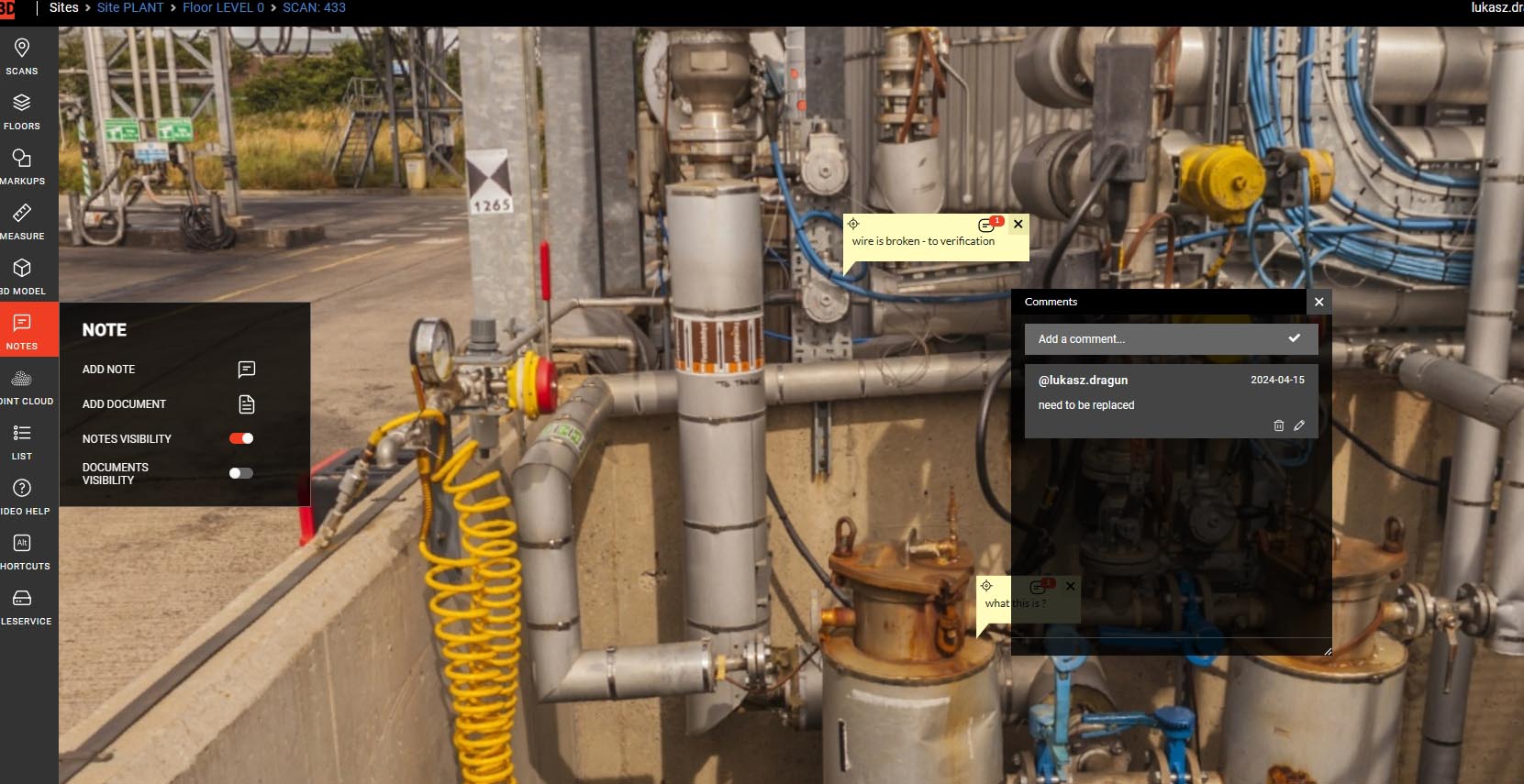 Picture 1.  Maintenance information for quick decisions– powered by Webpano from 3Deling