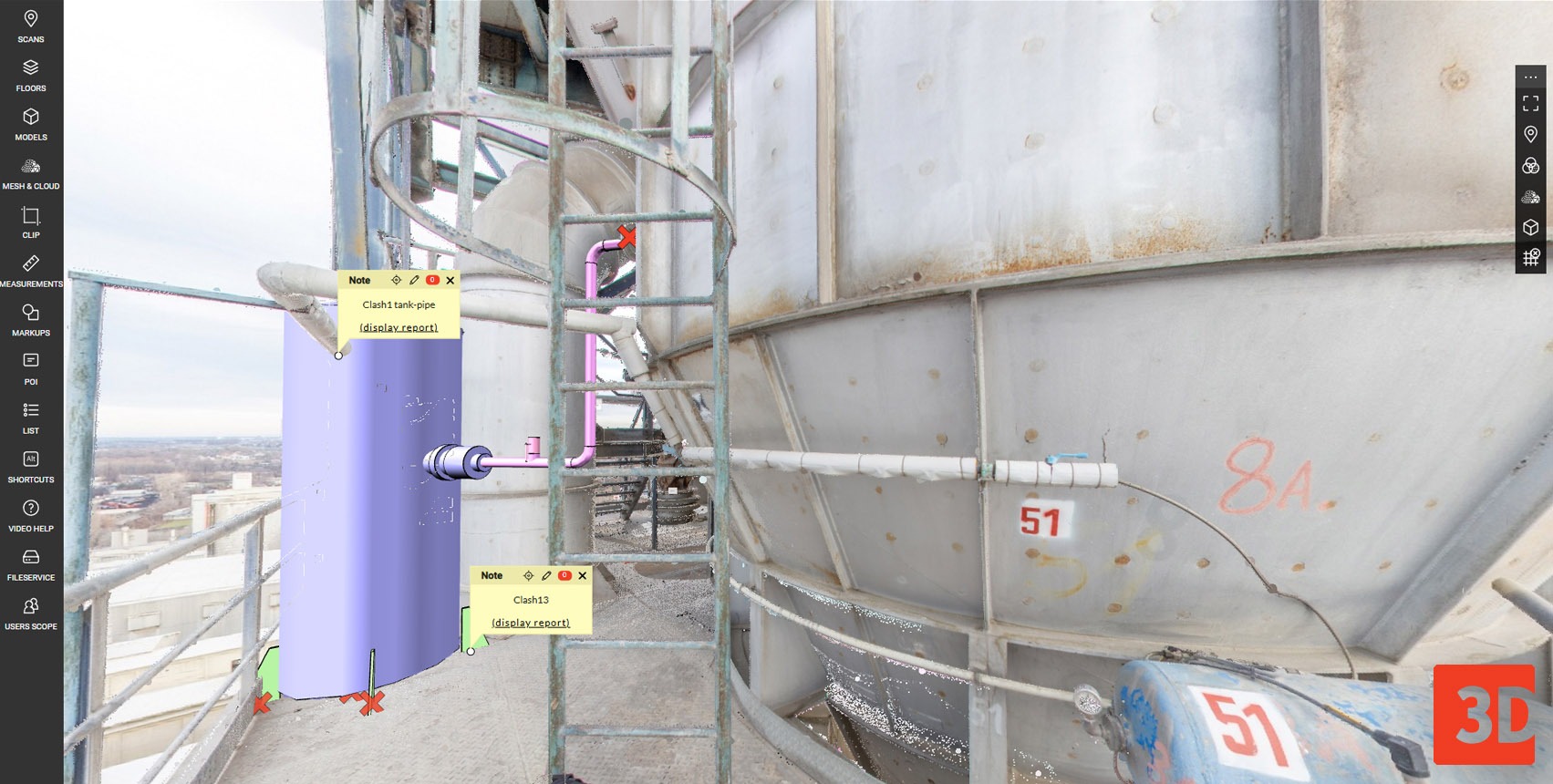 WebPano Visual Plant view with a new equipment model and collision detection with existing infrastructure