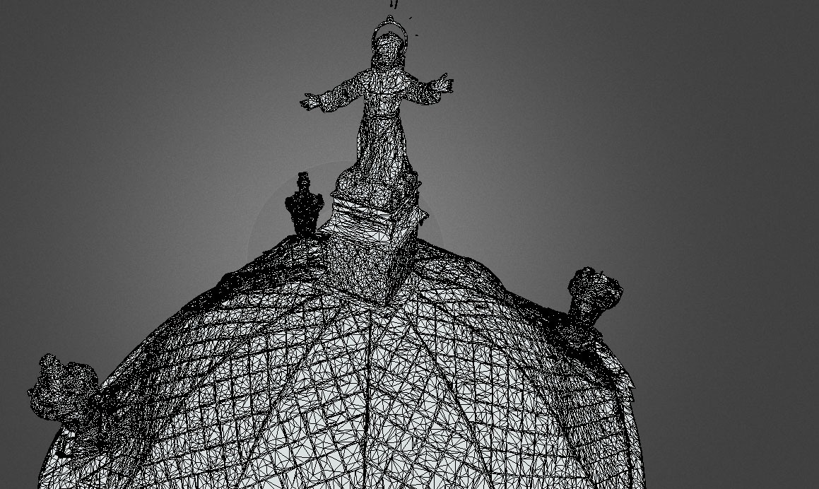 Model siatkowy bez tekstury z cieniowaniem - dach studni św. Jana z Dukli - Lwów